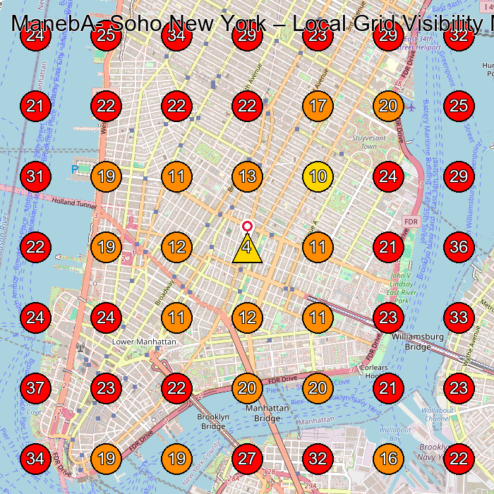 ManebA­ Soho New York GeoGrid visibility map for Clothing Store in New York